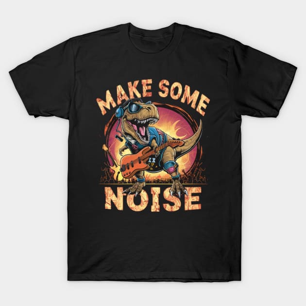 Dinosaur Rockstar T-Shirt by TooplesArt